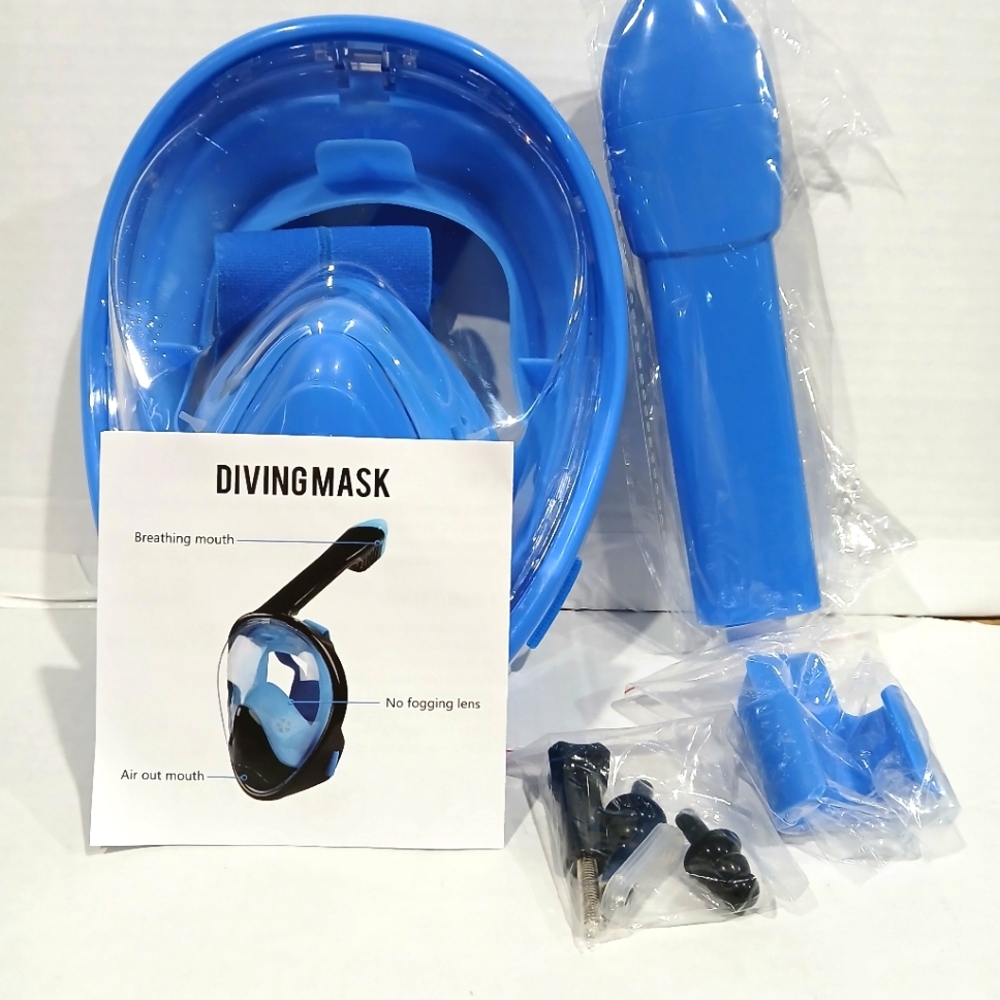 Kids Blue Diving Mask Set Ages 2-14 With Camera Mount.